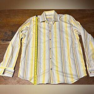 Banana Republic Men’s Dress Shirt - Yellow/White/Brown - Size XL (17-17.5)